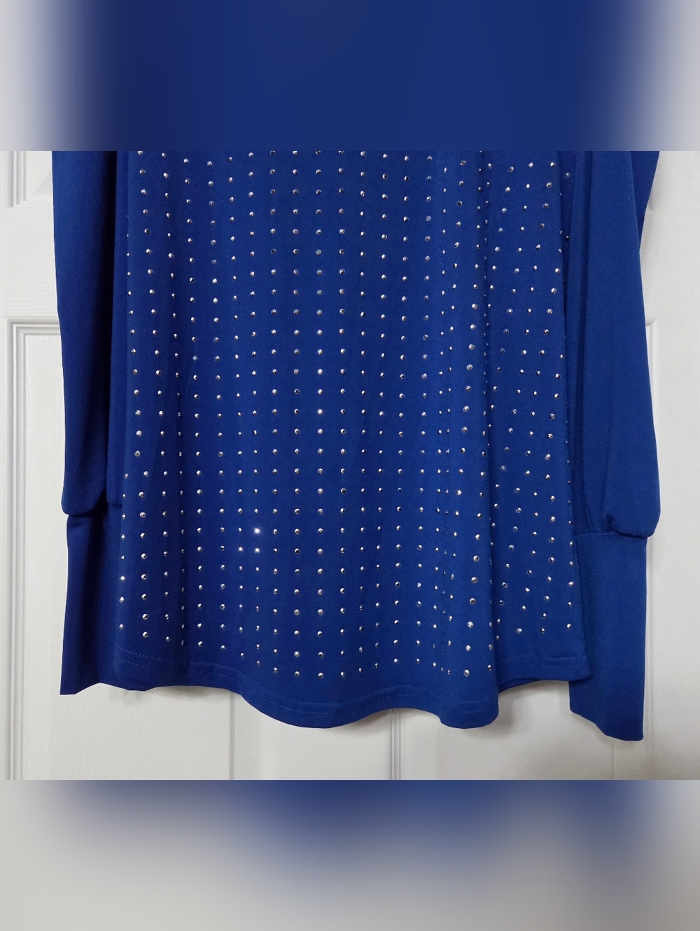 NWOT Stem & Wine Royal Blue Studded Long-Sleeve Blouse Size M - Picture 6 of 11